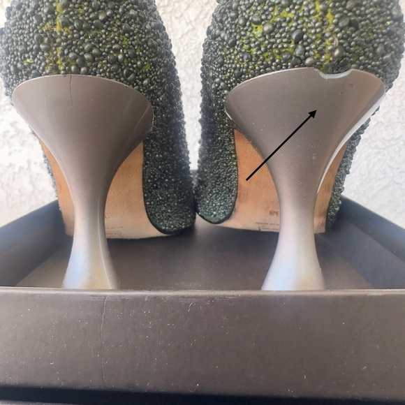 Beaded leather pumps womens pin up 38 | 7.5 Louis heel 3” Spain - Picture 8 of 12